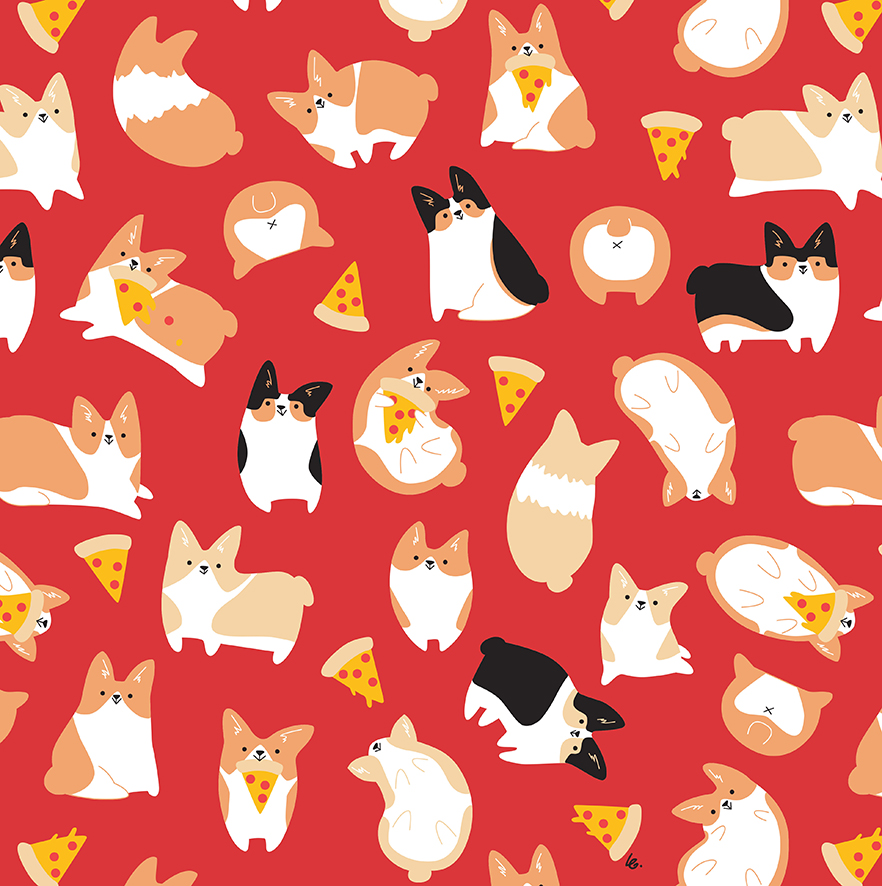 THE LLAMAS_corgilicious pattern_quirky animals collection_laura galeazzo