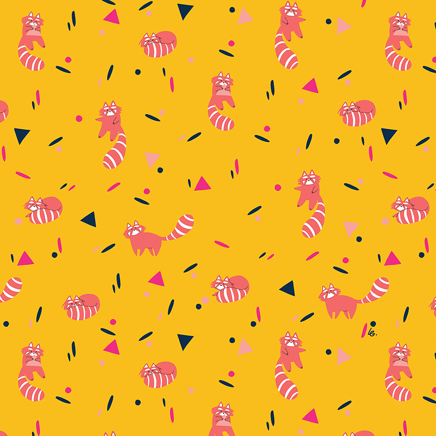 THE LLAMAS_twist and panda yellow pattern_quirky animals collection_laura galeazzo