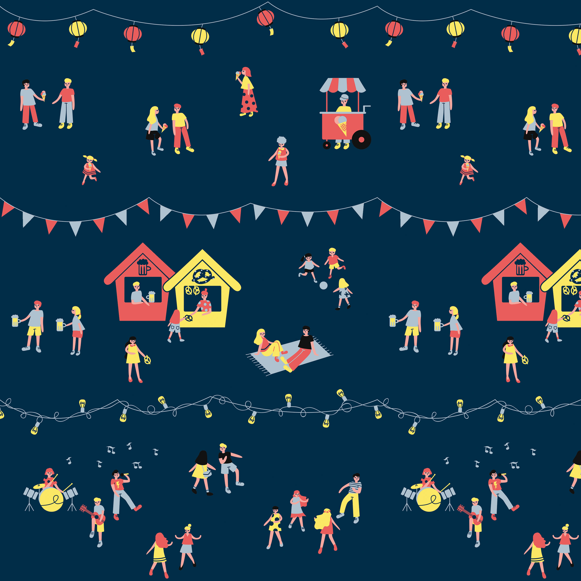 THE LLAMAS_midnight festival pattern_starry nights collection_laura galeazzo